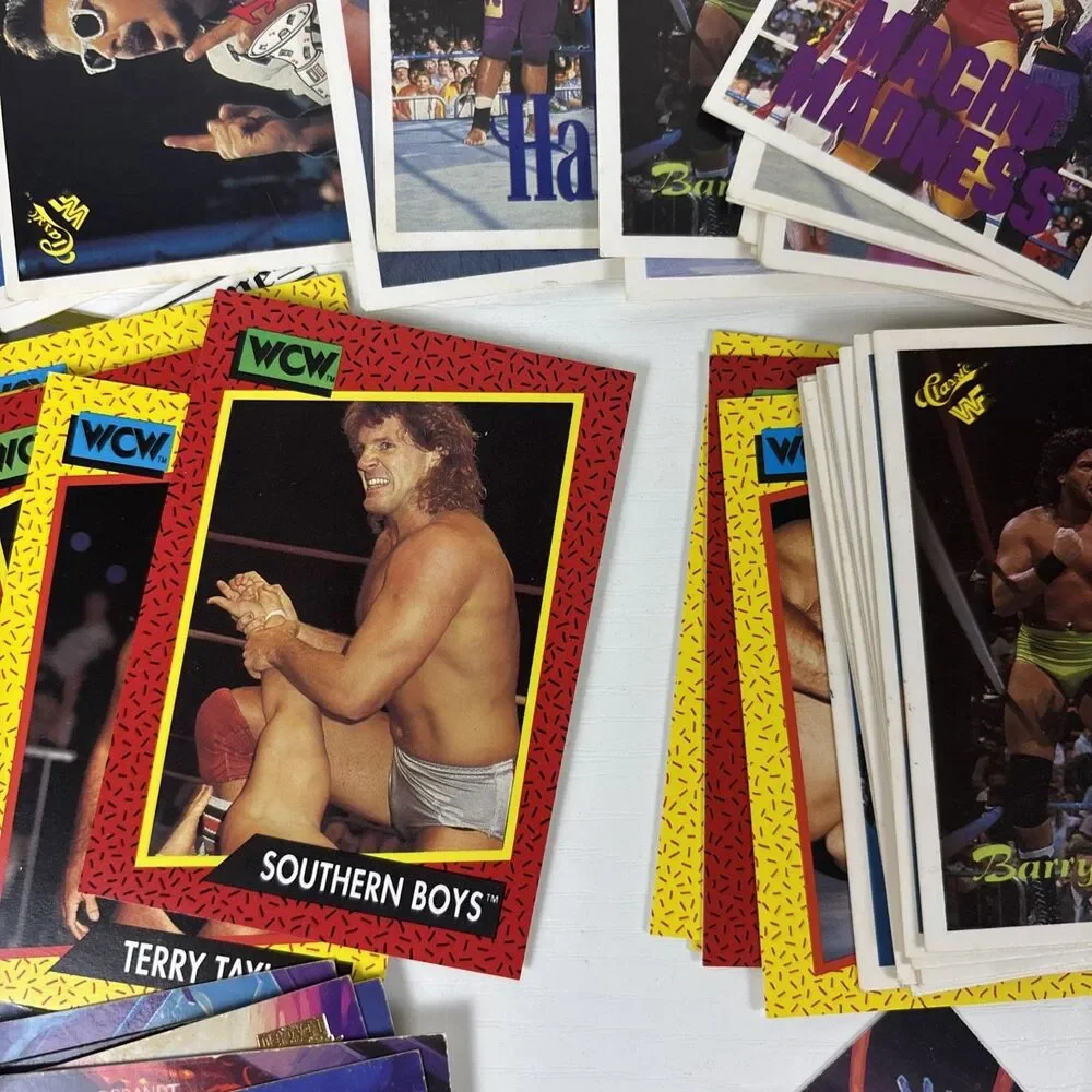 Lot 90s Trading cards 200+ Looney Tunes Marvel WCW WWF Olympics Batman Hot Wheel